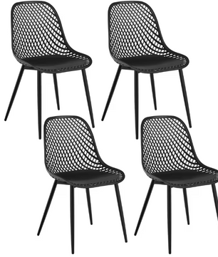 Set van 4 Scandinavische Eetkamerstoelen – Kunststof Zitting & Metalen Poten, Modern en Ergonomisch