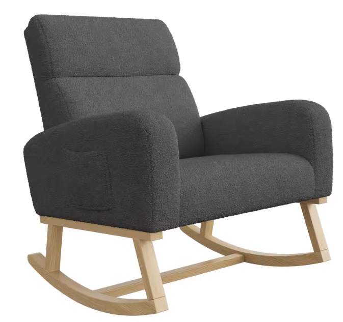 Lamsfluwelen Schommelstoel – Lichtgrijs & Ergonomisch Comfort