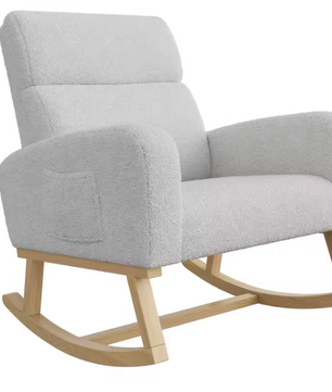 Lamsfluwelen Schommelstoel – Lichtgrijs & Ergonomisch Comfort