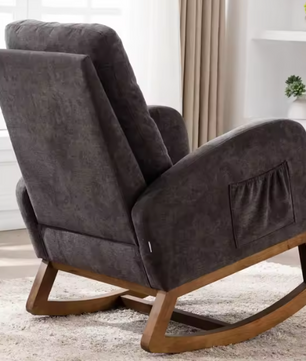 Moderne Schommelstoel – Mid-Century Design met Hoge Rugleuning