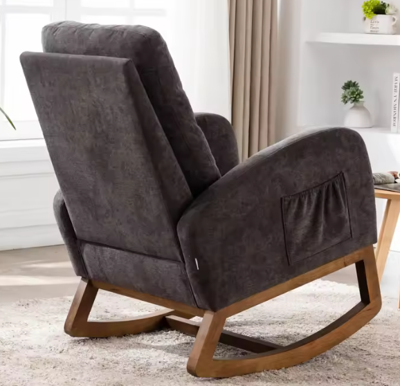 Moderne Schommelstoel – Mid-Century Design met Hoge Rugleuning