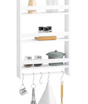 Hangend Keukenrek met 3 Planken & Haken – Voor Koelkast of Deur