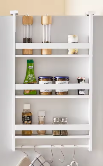 Hangend Keukenrek met 3 Planken & Haken – Voor Koelkast of Deur