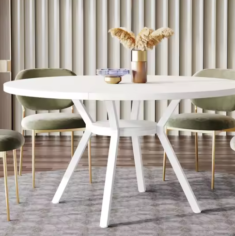 Ronde Industriële Eettafel – Ø120 cm, Zandloper Onderstel, Voor 4–6 Personen