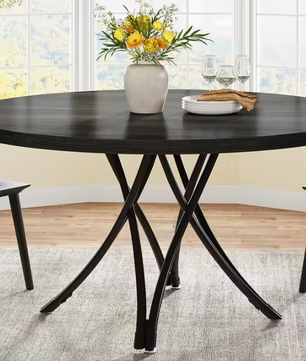 Ronde Industriële Eettafel – Ø120 cm, Zandloper Onderstel, Voor 4–6 Personen