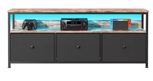 Multifunctioneel Dressoir met LED & Stoffen Lades – 137 cm Breed