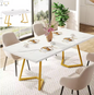 Moderne Eettafel voor 6 Personen – Rechthoekig, Goudkleurige Poten