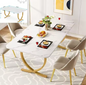 Moderne Eettafel voor 6 Personen – Rechthoekig, Goudkleurige Poten