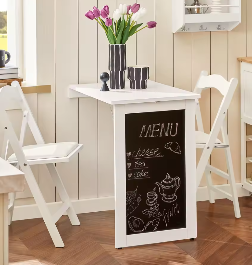 Wandklaptafel met Opbergplank – 50x75x76 cm, Wit MDF