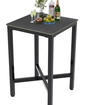 Industriële Vierkante Bartafel – Gesinterd Steen & Metaal, 70×70×105 cm