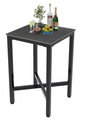Industriële Vierkante Bartafel – Gesinterd Steen & Metaal, 70×70×105 cm