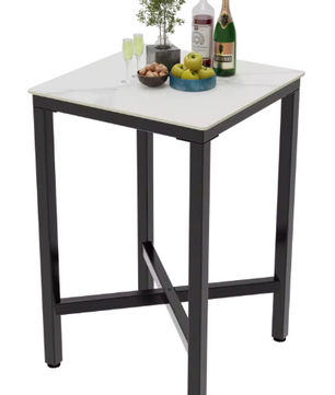 Industriële Vierkante Bartafel – Gesinterd Steen & Metaal, 70×70×105 cm
