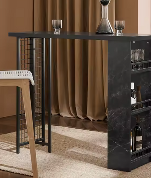 Bartafel met Opbergruimte – Zwart MDF & Metaal, 120 cm Breed
