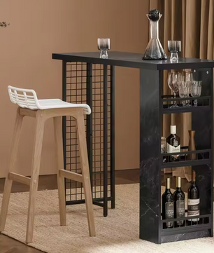 Bartafel met Opbergruimte – Zwart MDF & Metaal, 120 cm Breed
