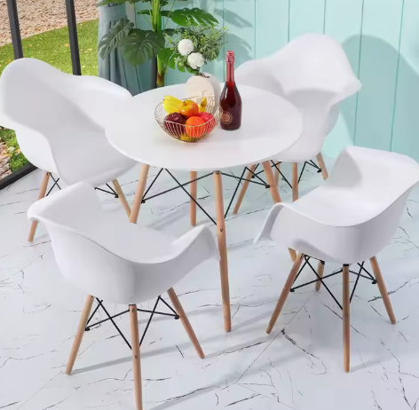 Ronde Eettafel Ø80 cm – Scandinavisch Design met Houten Poten