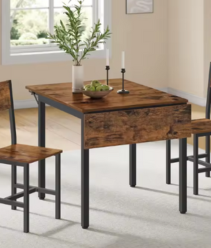 Opklapbare Eettafelset met 2 Stoelen – Industrieel Design, Compact & Comfortabel