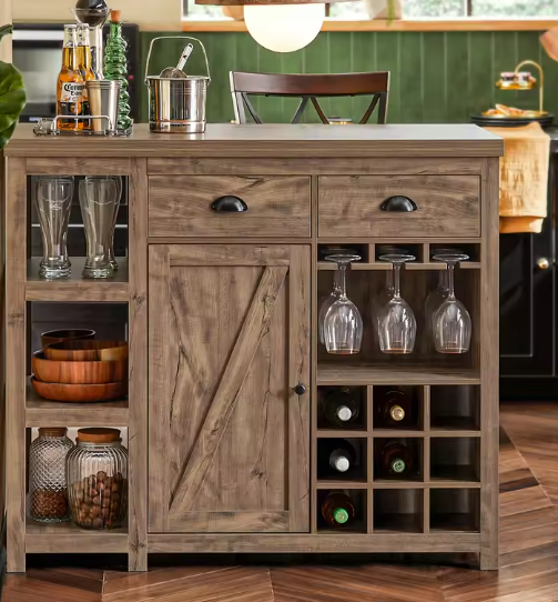 Keukeneiland met Wijnglazenhouders – Dressoir & Bartafel in Eén