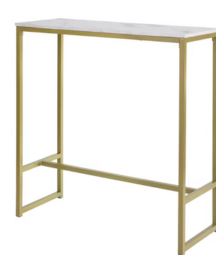 Moderne Bartafel met Marmerlook Blad – Gouden Frame, 100x106x40 cm