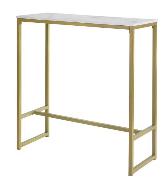 Moderne Bartafel met Marmerlook Blad – Gouden Frame, 100x106x40 cm