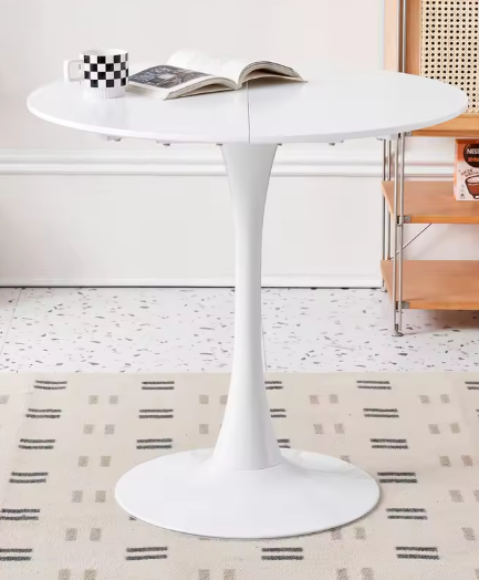 Ronde Eettafel Wit – Scandinavisch Design met Tulpvormige Poot, Ø80 cm