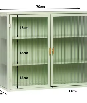 Moderne Wandkast met Deuren – Gehard Glas & IJzeren Frame, 3 Planken