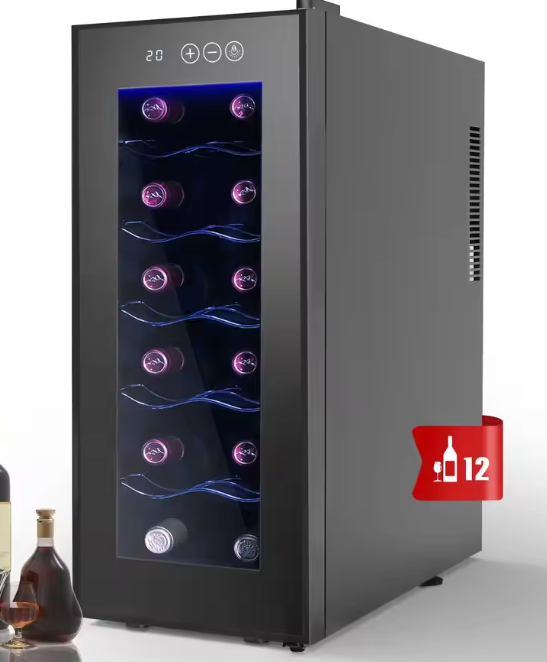 Wijnkoelkast voor 12 Flessen – Thermo-elektrisch, Stil & Compact Ontwerp met Glazen Deur