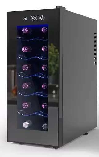 Wijnkoelkast voor 12 Flessen – Thermo-elektrisch, Stil & Compact Ontwerp met Glazen Deur