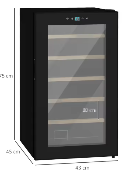 Wijnkoelkast voor 24 Flessen – Compact, Temperatuur Instelbaar, LED-Verlichting