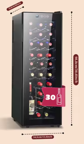 Wijnkoelkast 30 Flessen – 78L, Stijlvol Design, Stil & Instelbaar
