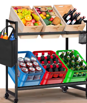 Vrijstaand Drankrek voor 6–8 Kratten – Metaal, 104×32×82 cm