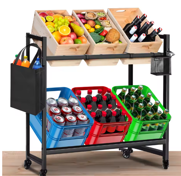 Vrijstaand Drankrek voor 6–8 Kratten – Metaal, 104×32×82 cm