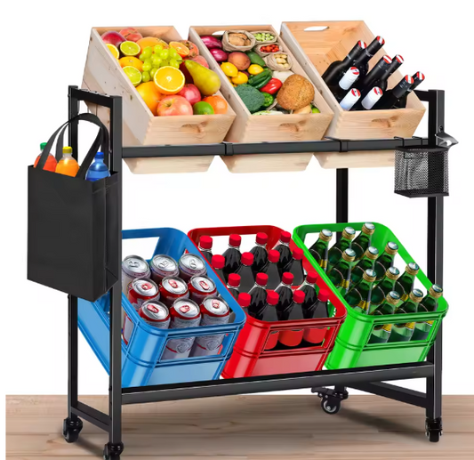 Vrijstaand Drankrek voor 6–8 Kratten – Metaal, 104×32×82 cm