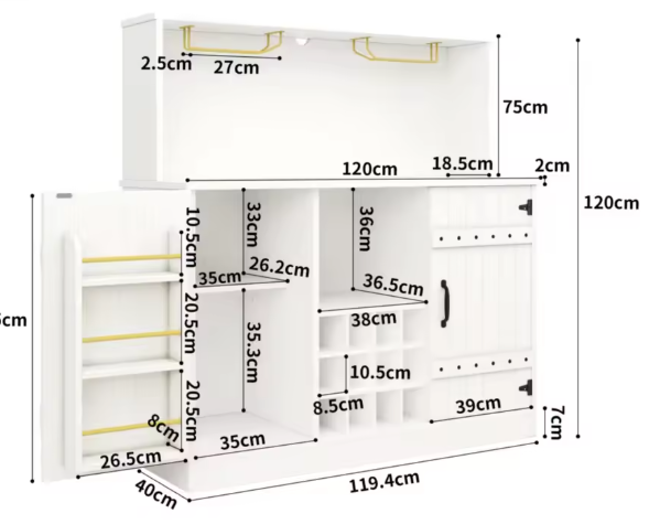 Dressoir met Wijnglasplank – 120×40×120 cm, Modern Design
