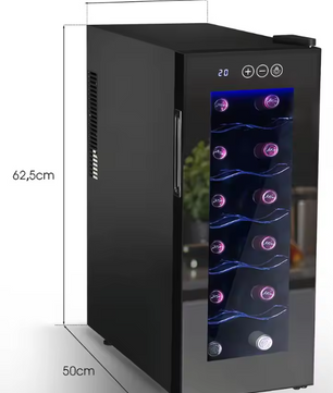 Wijnkoeler voor 12 Flessen – Glazen Deur & LED, 10–15°C