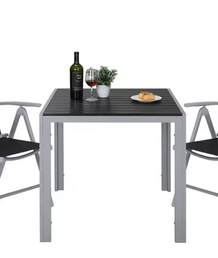 3-delige Outdoor Loungeset – Opvouwbare Aluminium Stoelen & Vierkante Tuintafel