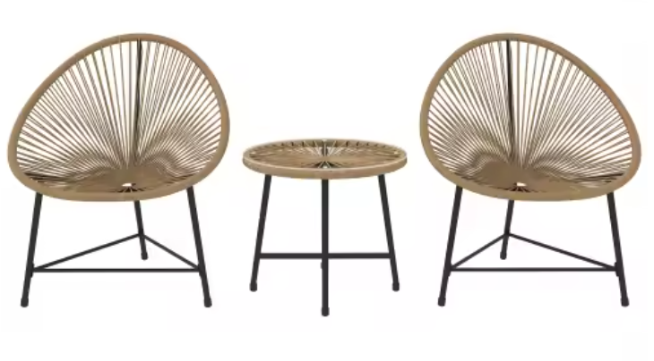 3-delige Tuinset – Acapulco Stoelen & Glazen Tafel op Houten Look Frame