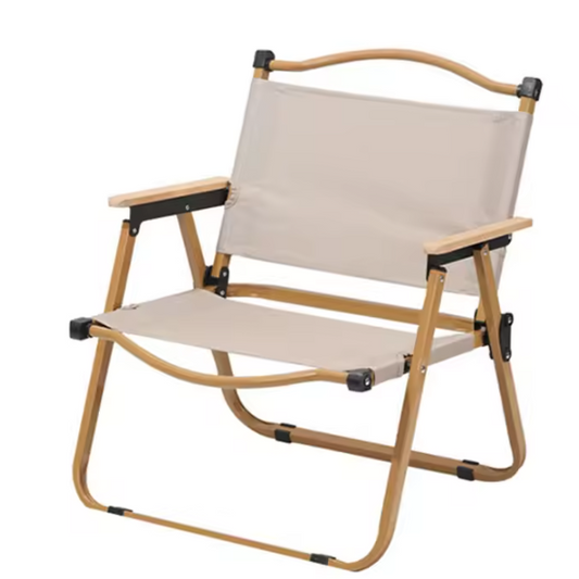 Opvouwbare Campingstoel – Lichtgewicht Aluminium & Houtlook, Draagbaar voor Buiten