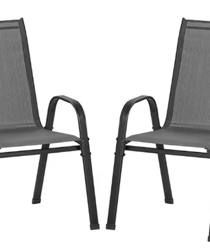 Set van 4 Stapelbare Tuinstoelen – Metalen Frame & Ademende Stof, Donkergrijs