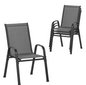Set van 4 Stapelbare Tuinstoelen – Metalen Frame & Ademende Stof, Donkergrijs
