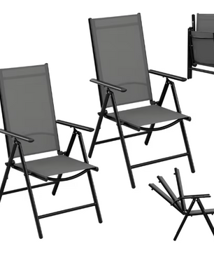 Set van 2/4 Opvouwbare Tuinstoelen – Verstelbare Rugleuning & Ademende Stoffen Bekleding