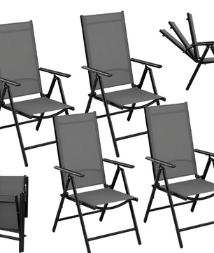 Set van 2/4 Opvouwbare Tuinstoelen – Verstelbare Rugleuning & Ademende Stoffen Bekleding