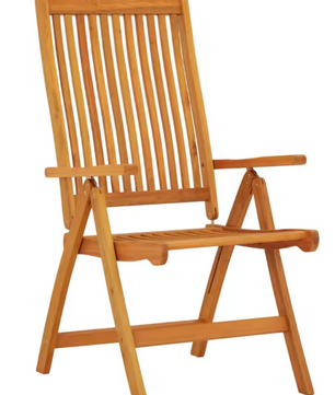 Set van 2 Opvouwbare Teakhouten Loungestoelen – Verstelbare Rugleuning & Massief Hout voor Buiten