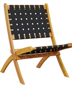 Set van 2 Opvouwbare Tuinstoelen – Acaciahout & Olefin Bandstof