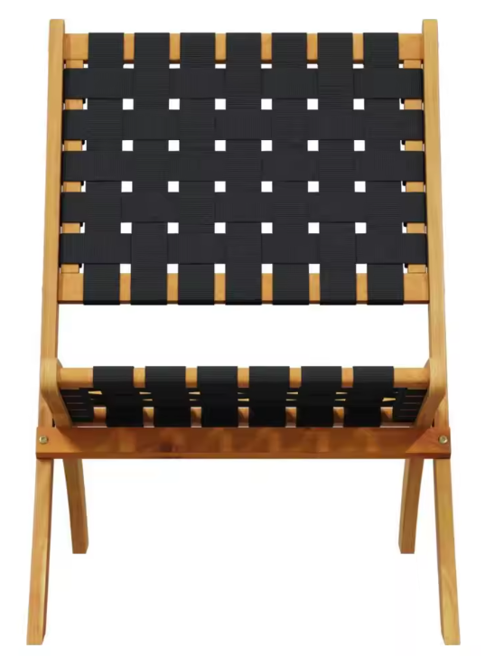 Set van 2 Opvouwbare Tuinstoelen – Acaciahout & Olefin Bandstof
