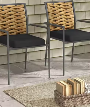 Set van 2 Rotan Tuinstoelen – Stapelbaar & Weerbestendig met Kussens