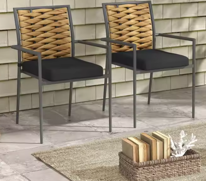 Set van 2 Rotan Tuinstoelen – Stapelbaar & Weerbestendig met Kussens