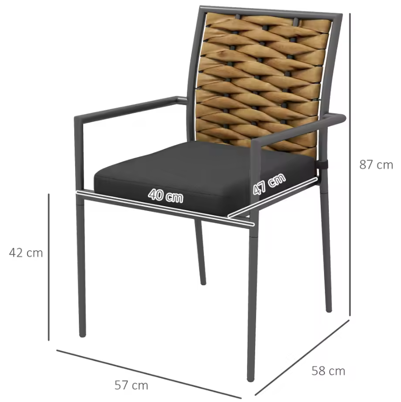Set van 2 Rotan Tuinstoelen – Stapelbaar & Weerbestendig met Kussens