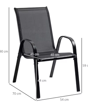 Set van 2 Stapelbare Tuinstoelen – Ademend Textileen & Metaal