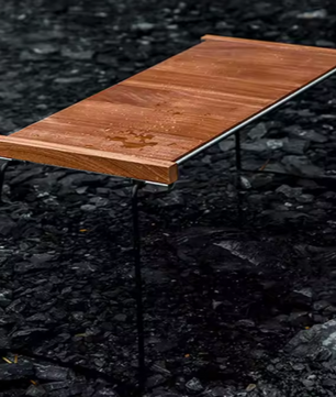 Opvouwbare Campingtafel – Hout & Roestvrij Staal, Draagbaar en Stevig voor Buitenreizen