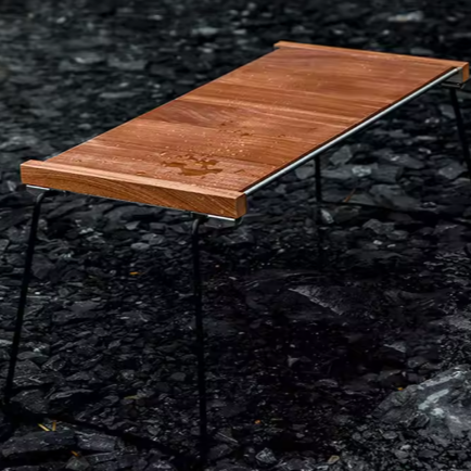 Opvouwbare Campingtafel – Hout & Roestvrij Staal, Draagbaar en Stevig voor Buitenreizen